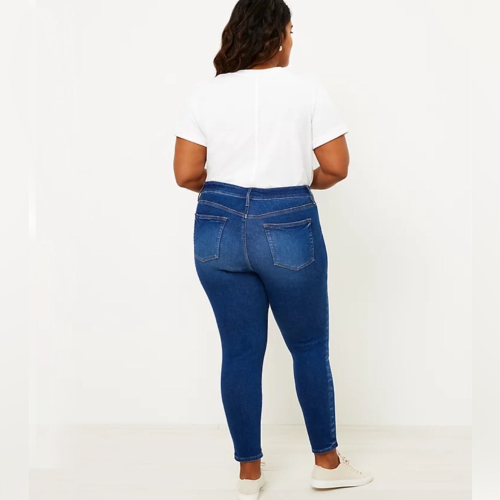 LOFT Plus High Rise Denim Leggings Dark Indigo Jeans